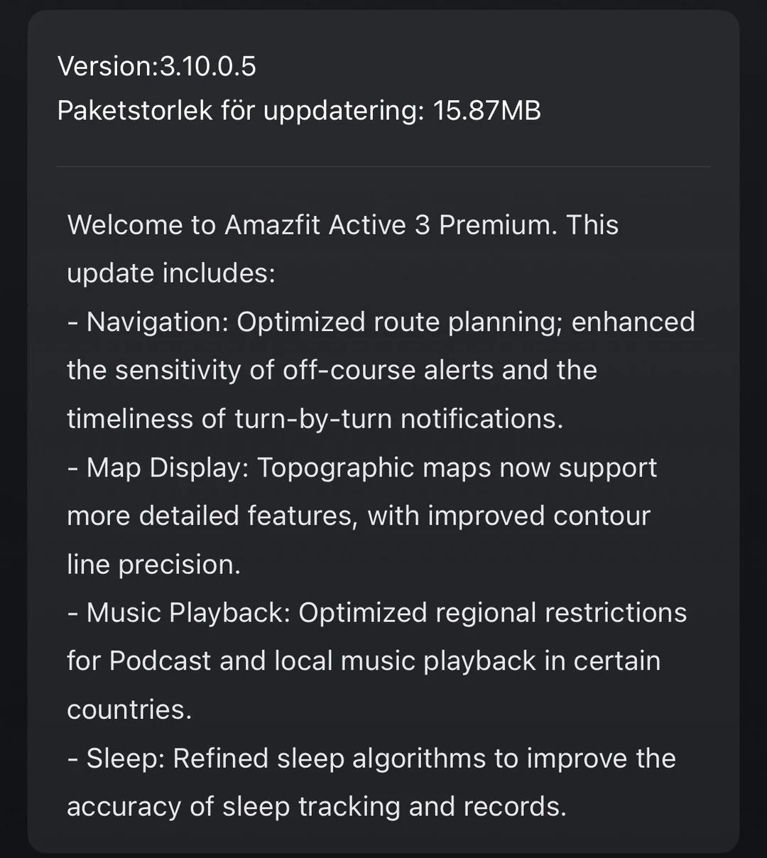 Amazfit Active 3 Premium Update