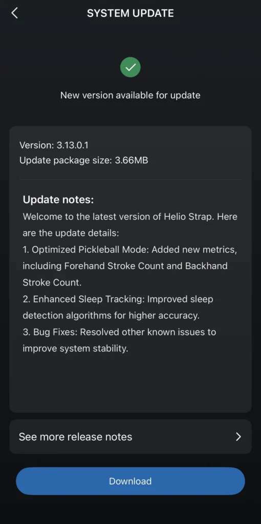 New Helio Strap Update Features