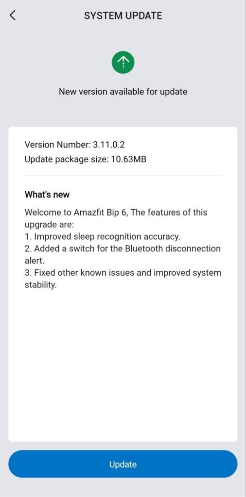 Amazfit Bip 6 3.11.0.2 Update