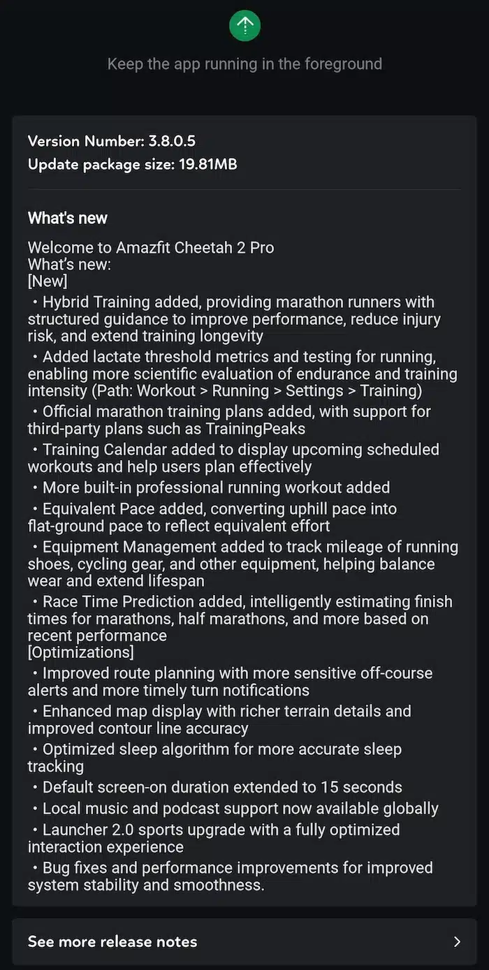 Amazfit Cheetah 2 Pro First Update